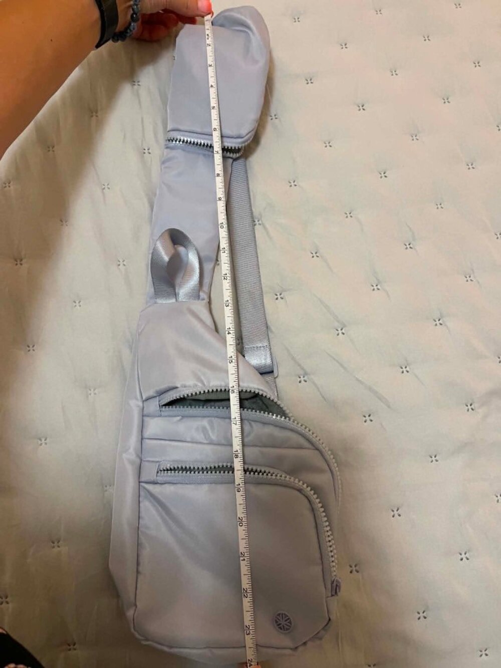 Gaiam Sling Bag | Light Blue Gray | Adjustable Crossbody | Gym Travel - Picture 10 of 10